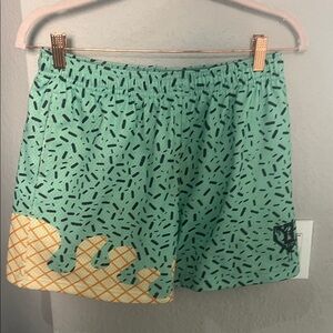 Kids Patterned Green and Yellow Shorts